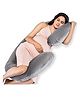 Angel Mommy C Shaped Pregnancy Pillow with Washable Premium Velvet Cover - Grey