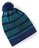 Babyhug Striped Print Woollen Cap Green & Blue - Diameter 10.5 cm