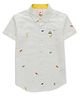 JusCubs Half Sleeves Crocodile Printed Shirt - Off White