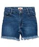 JusCubs Fringe Bottom Denim Solid Shorts - Blue