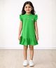 Anthrilo Cap Sleeves Heart Printed Bottom Frilled Dress - Green