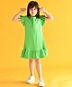 Anthrilo Cap Sleeves Heart Printed Bottom Frilled Dress - Green
