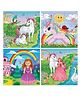 Fiddly's Wood Jigsaw Puzzles for Kids & Children Unicorn & Princess  9 Pieces - Pack of 4