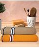 Athom Living Popcorn Textured Solid Bath Towel Pack Of 2 - Beige & Yellow