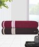 Athom Living Popcorn Textured Solid Bath Towel Pack Of 2 - Pink & Maroon