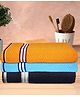 Athom Living Popcorn Textured Solid Bath Towel Pack Of 3 - Yellow & Blue Brown