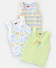 Babyhug 100% Cotton Sleeveless Sando Stripes & Dino Print Pack of 3 - Green & White