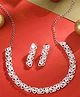 Yellow Chimes American Diamond Necklace Set For Women | White Stone Silver Jewellery Set For Women | Diamond Necklace Set | Birthday Gift for Girls Anniversary Gift for Wife