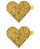 Aye Candy Pack Of 2 Glittery Heart Shaped Hair Clips - Golden