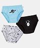 Plan B 100% Cotton Pack Of 3 Space Theme Printed Briefs - Black  Steel Grey &  Pool Blue