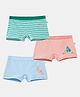 Plan B Pack Of 3 95% Cotton 5 % Dino Printed & Striped Boxers - Peach & Blue