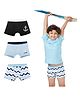 Plan B Pack Of 3 95% Cotton 5 % Elastane Nautical Printed Trunks - Blue