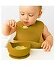 Bembika Baby Dinner Set Silicone Tableware Set For Baby Infant Pack Of 3  Chrome Yellow