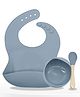 Bembika Baby Dinner Set Silicone Tableware Set For Baby Infant Pack Of 3  Stone Blue