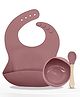 Bembika Baby Dinner Set Silicone Tableware Set For Baby Infant Pack Of 3  Rosewood