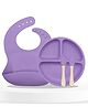Bembika Baby Dinner Set Silicone Tableware Set With Bib For Baby Infant Pack Of 4  Purple