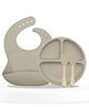 Bembika Baby Dinner Set Silicone Tableware Set With Bib For Baby Infant Pack Of 4  Beige