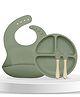 Bembika Baby Dinner Set Silicone Tableware Set With Bib For Baby Infant Pack Of 4  Sage