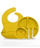 Bembika Baby Dinner Set Silicone Tableware Set With Bib For Baby Infant Pack Of 5  Yellow
