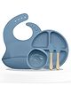 Bembika Baby Dinner Set Silicone Tableware Set With Bib For Baby Infant Pack Of 5  Blue