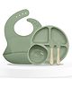 Bembika Baby Dinner Set Silicone Tableware Set With Bib For Baby Infant Pack Of 5 - Green