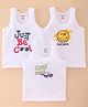Smarty Boys 100% Cotton Knit Sleeveless Premium Sandos Text Print Pack of 3 - White