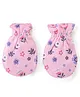 Babyhug 100% Cotton Cap Mittens & Booties Floral Print- Pink