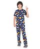 Ninos Dreams Galaxy Theme Half Sleeves All Over Planets Printed Coordinating Set - Navy Blue