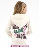 Primo Gino Full Sleeves 100% Cotton French Terry Fabric Hoodie with Graphic Back Print - Ivory