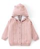 Babyhug Full Sleeves Sweater With Hood & Cable Knit Design - Pink