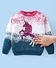 Babyhug Knit Full Sleeves Pullover Sweater Unicorn Design - Pink & Blue