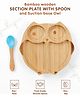 Owl Shaped Bamboo Wooden 4 Compartment Section Plate with Spoon - Blue