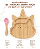 Unicorn Shaped Bamboo Wooden 2 Compartment Section Plate with Spoon - Pink