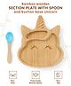 Unicorn Shaped Bamboo Wooden 2 Compartment Section Plate with Spoon - Blue