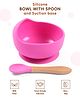 Silicone Round Bowl with Spoon & Suction Base - Pink