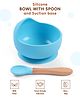 Silicone Round Bowl with Spoon & Suction Base - Blue