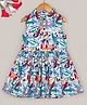 Hugsntugs Sleeveless Leaves Printed Dress - Blue