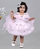Titrit  Cape Sleeves Butterfly Applique Party Dress - Pink