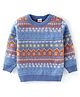 Babyhug Knit Full Sleeves Sweater with House Design - Blue