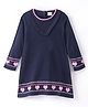 Babyhug Knit Full Sleeves Woollen Dress With Heart Design - Purple