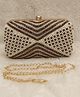 SKB Stylish & Fancy Evening Party Bridal Wedding Clutch Purse - White & Golden