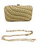SKB Stylish & Fancy Evening Party Bridal Wedding Clutch Purse - White & Golden