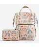 Polka Tots Stylish Premium Diaper Bag for Moms  17+ Pockets Multifunctional Backpack With Additional Pouch | Rainbow Print (Pink)