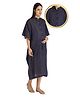 Zelena Three Fourth Sleeves Striped Maternity Dress - Blue