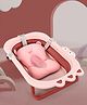 Foldable Bathtub with Cushion and Thermometer - Pink