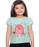 TINY BABY Half Sleeves Farm Girl Printed Tee - Aqua Green