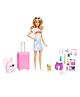 Barbie Doll and Accessories Malibu Travel Set with Puppy - Height 29.5 cm (Colors and Decorations May Vary)