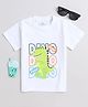 Knitting Doodles Pure Cotton Half Sleeves Dino Roar Printed Tee - White