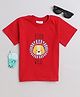 Knitting Doodles Pure Cotton Half Sleeves Born To Be Wild Cub Printed Tee - Red