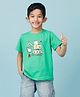 Knitting Doodles Pure Cotton Half Sleeves Digger Truck Printed Tee - Green